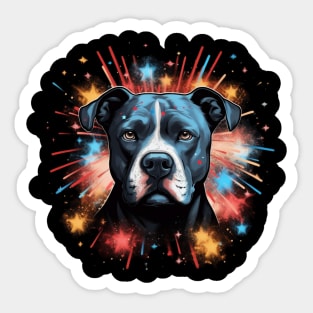 pitbull firework 4th of july Sticker